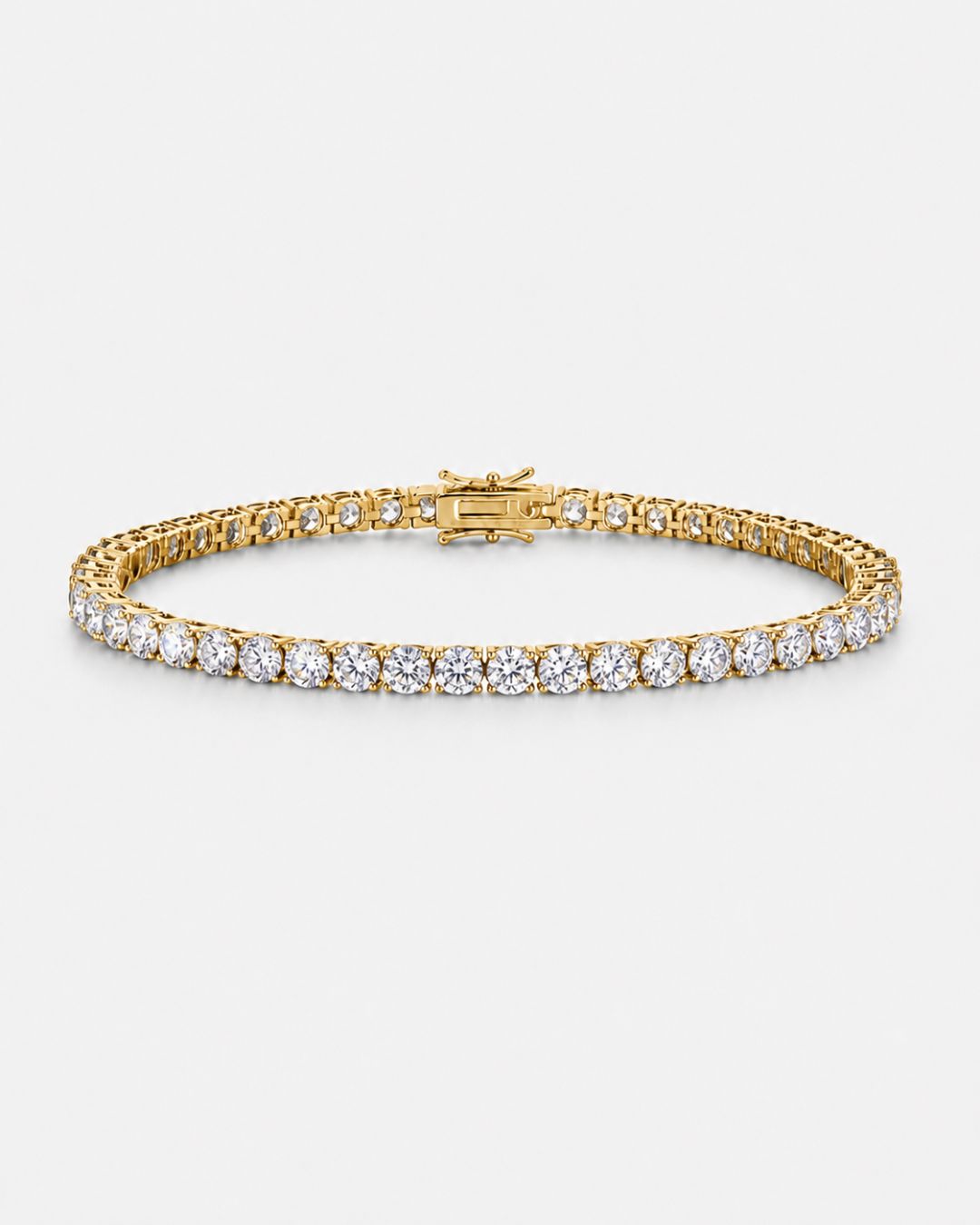 Bruce & Co Clear Zircon Tennis Bracelet, 4 mm, 14K Gold-Plated