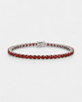 Bruce & Co Reserva – Red Zircon Tennis Bracelet, 4 mm, Silver-Plated