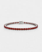 Bruce & Co Reserva – Red Zircon Tennis Bracelet, 4 mm, Silver-Plated