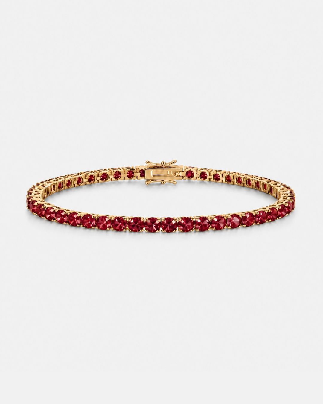 Bruce & Co Reserva – Red Tennis Bracelet, 4 mm, 14K Gold-Plated