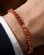 Bruce & Co Red Zircon Tennis Bracelet, 4 mm, 14K Gold-Plated