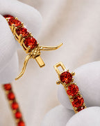 Bruce & Co Red Zircon Tennis Bracelet, 4 mm, 14K Gold-Plated