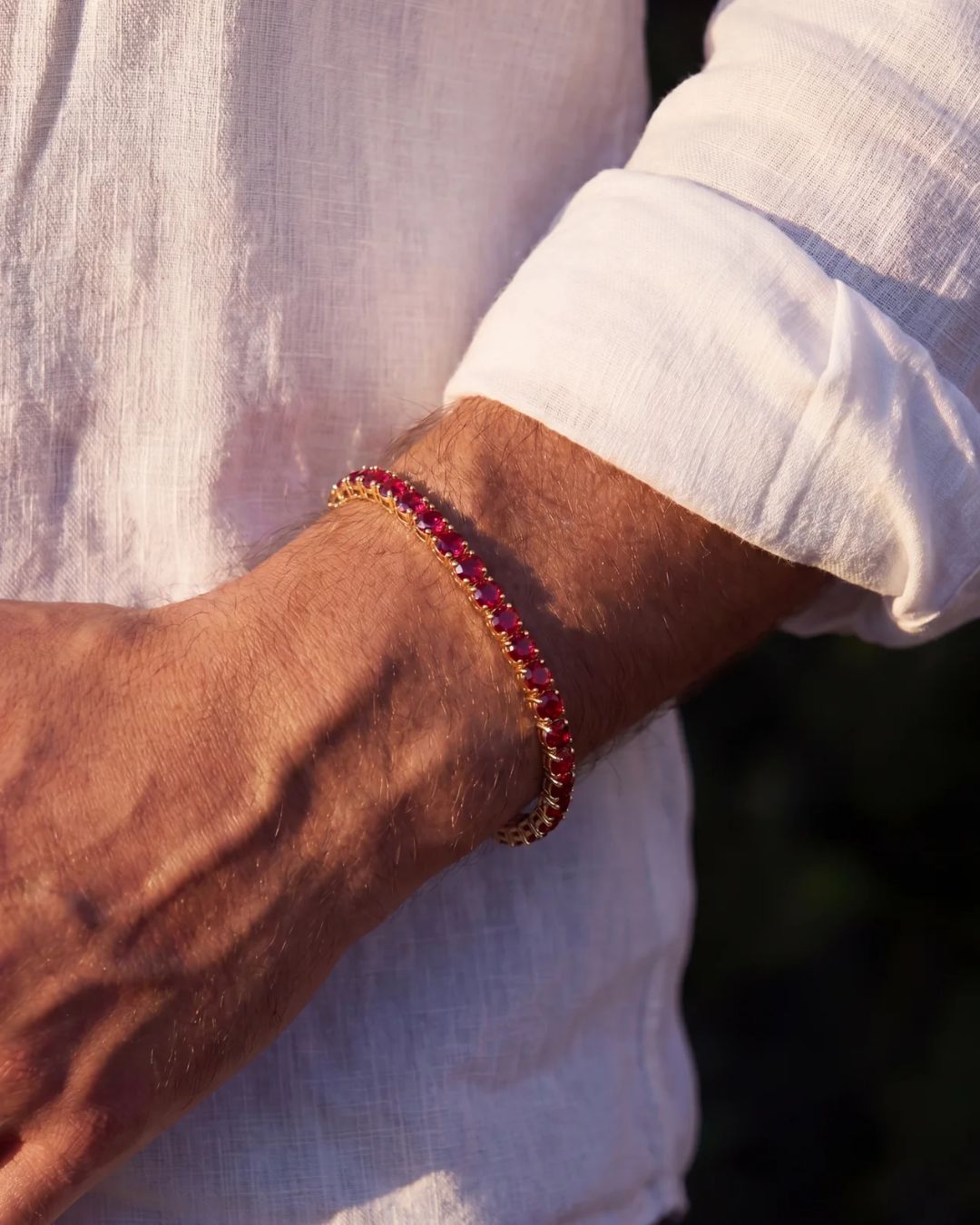 Bruce & Co Reserva – Red Tennis Bracelet, 4 mm, 14K Gold-Plated