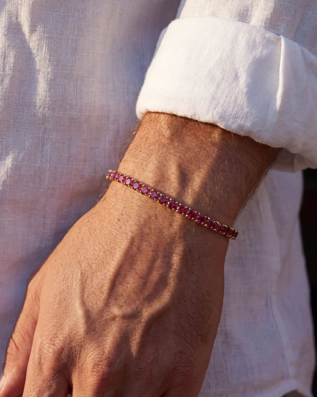 Bruce & Co Reserva – Red Tennis Bracelet, 4 mm, 14K Gold-Plated
