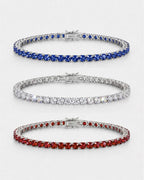 Bruce & Co Men’s Red White Blue Tennis Bracelet Set, 3 Pieces, Silver-Plated