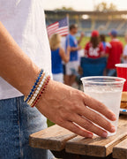 Bruce & Co Men’s Red White Blue Tennis Bracelet Set, 3 Pieces, 14K Gold-Plated