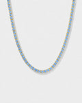 Bruce & Co Aqua Blue Tennis Necklace, 4 mm, 14K Gold-Plated