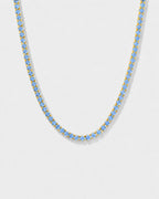Bruce & Co Aqua Blue Tennis Necklace, 4 mm, 14K Gold-Plated