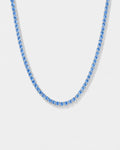 Bruce & Co Aqua Blue Tennis Necklace, 4 mm, Silver-Plated