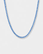 Bruce & Co Aqua Blue Tennis Necklace, 4 mm, Silver-Plated