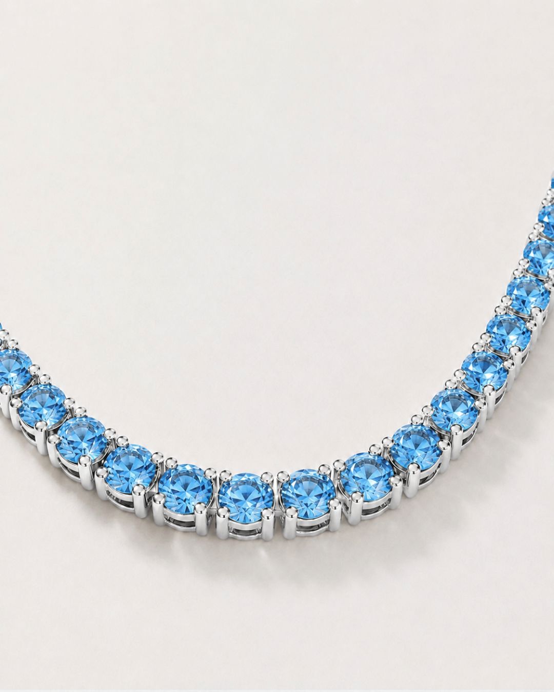 Bruce & Co Aquamarine-Blue Tennis Necklace and Bracelet Set, 4 mm