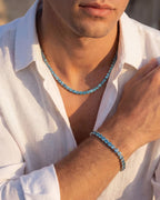 Bruce & Co Reserva – Aqua Blue Tennis Bracelet, 4 mm, Silver-Plated