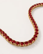 Bruce & Co Red Tennis Necklace, 4 mm, 14K Gold-Plated