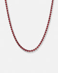 Bruce & Co Red Zircon Tennis Necklace, 4 mm, Silver-Plated, 56 cm