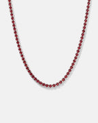 Bruce & Co Red Zircon Tennis Necklace, 4 mm, Silver-Plated, 56 cm