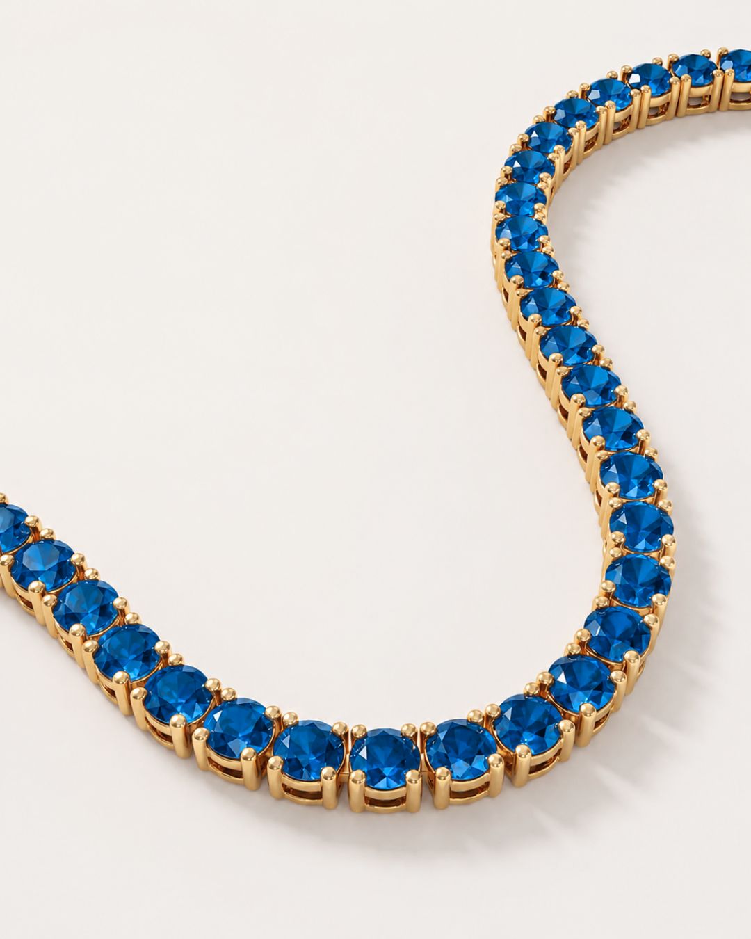 Bruce & Co Blue Tennis Necklace, 4 mm, 14K Gold-Plated