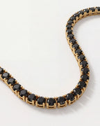 Bruce & Co Black Tennis Necklace, 4 mm, 14K Gold-Plated