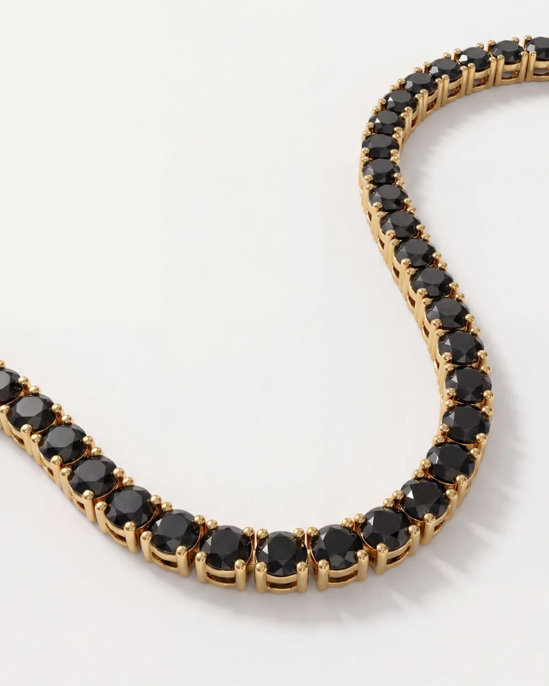 Bruce & Co Black Tennis Necklace, 4 mm, 14K Gold-Plated