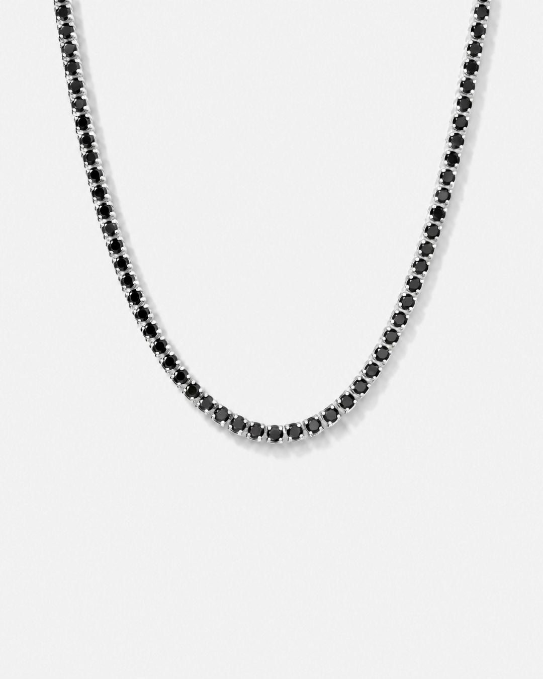 Bruce & Co Black Zircon Tennis Necklace, 4 mm, Silver-Plated, 56 cm