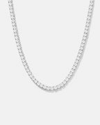 Bruce & Co Clear Zircon Tennis Necklace, 4 mm, Silver-Plated, 56 cm