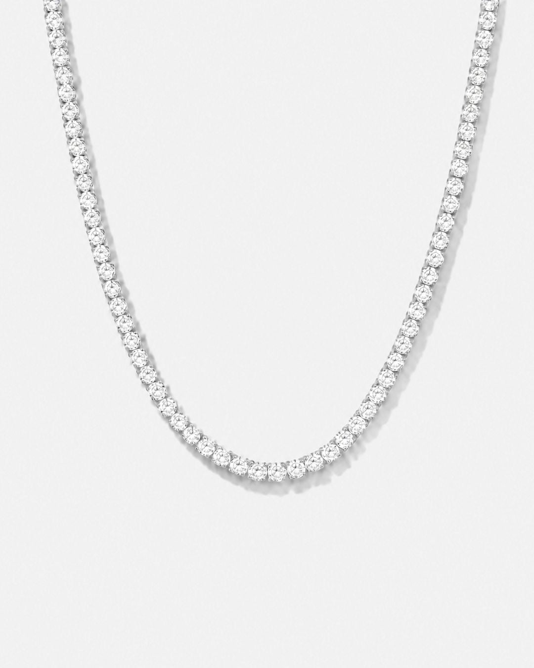 Bruce & Co Clear Zircon Tennis Necklace, 4 mm, Silver-Plated, 56 cm