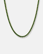 Bruce & Co Green Tennis Necklace, 4 mm, 14K Gold-Plated