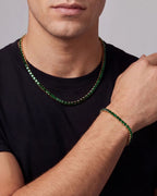 Bruce & Co Green Tennis Necklace, 4 mm, 14K Gold-Plated