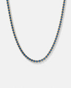 Bruce & Co Blue Tennis Necklace, 4 mm, 14K Gold-Plated