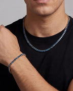 Bruce & Co Blue Tennis Necklace, 4 mm, 14K Gold-Plated