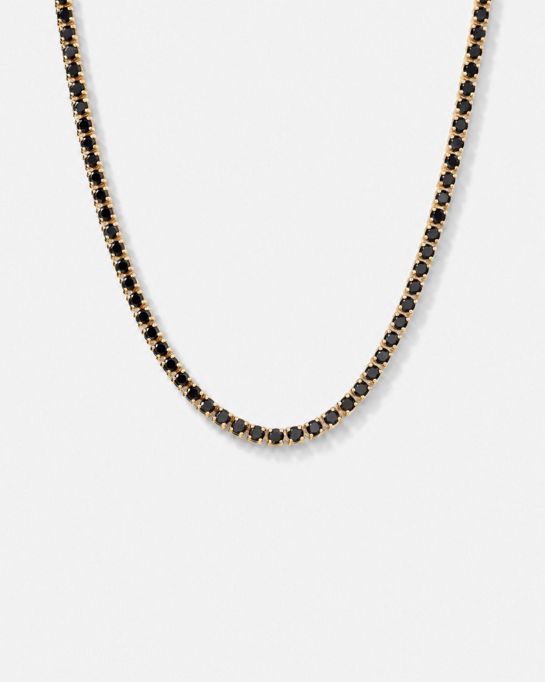 Bruce & Co Black Tennis Necklace, 4 mm, 14K Gold-Plated