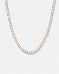 Bruce & Co Clear Tennis Necklace, 4 mm, 14K Gold-Plated