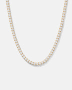 Bruce & Co Clear Tennis Necklace, 4 mm, 14K Gold-Plated