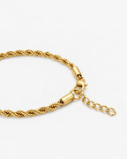 Bruce & Co Men’s 3 mm Rope Chain Bracelet, 18K Gold-Plated Steel, Adjustable