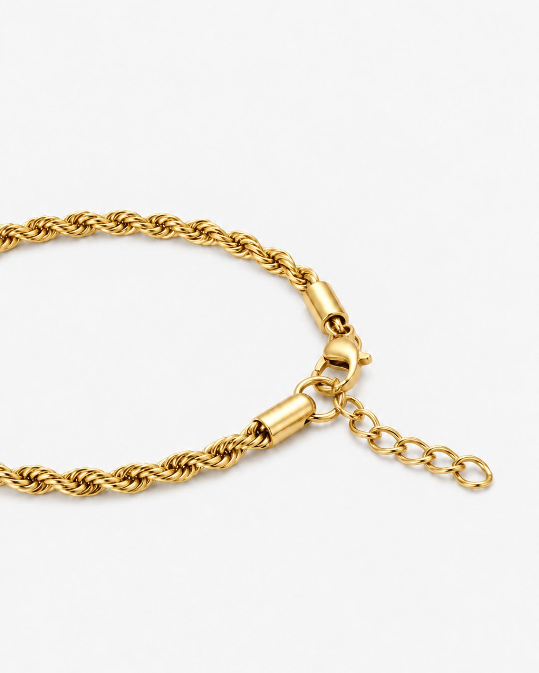Bruce & Co Men’s 3 mm Rope Chain Bracelet, 18K Gold-Plated Steel, Adjustable