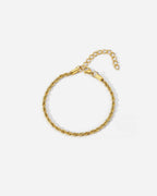Bruce & Co Men’s 3 mm Rope Chain Bracelet, 18K Gold-Plated Steel, Adjustable