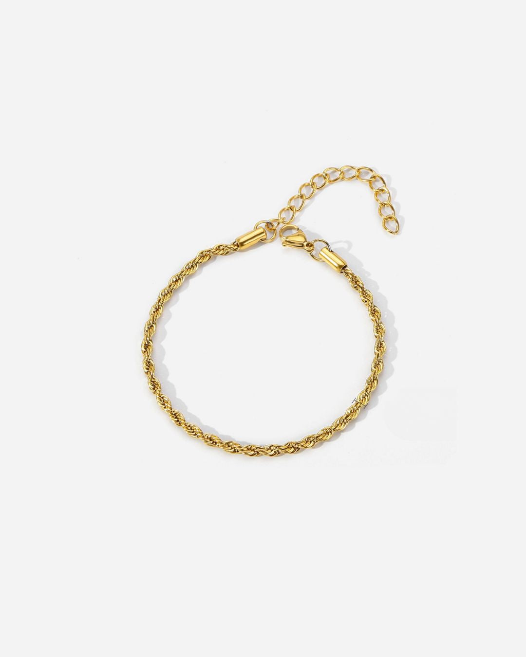 Bruce & Co Men’s 3 mm Rope Chain Bracelet, 18K Gold-Plated Steel, Adjustable