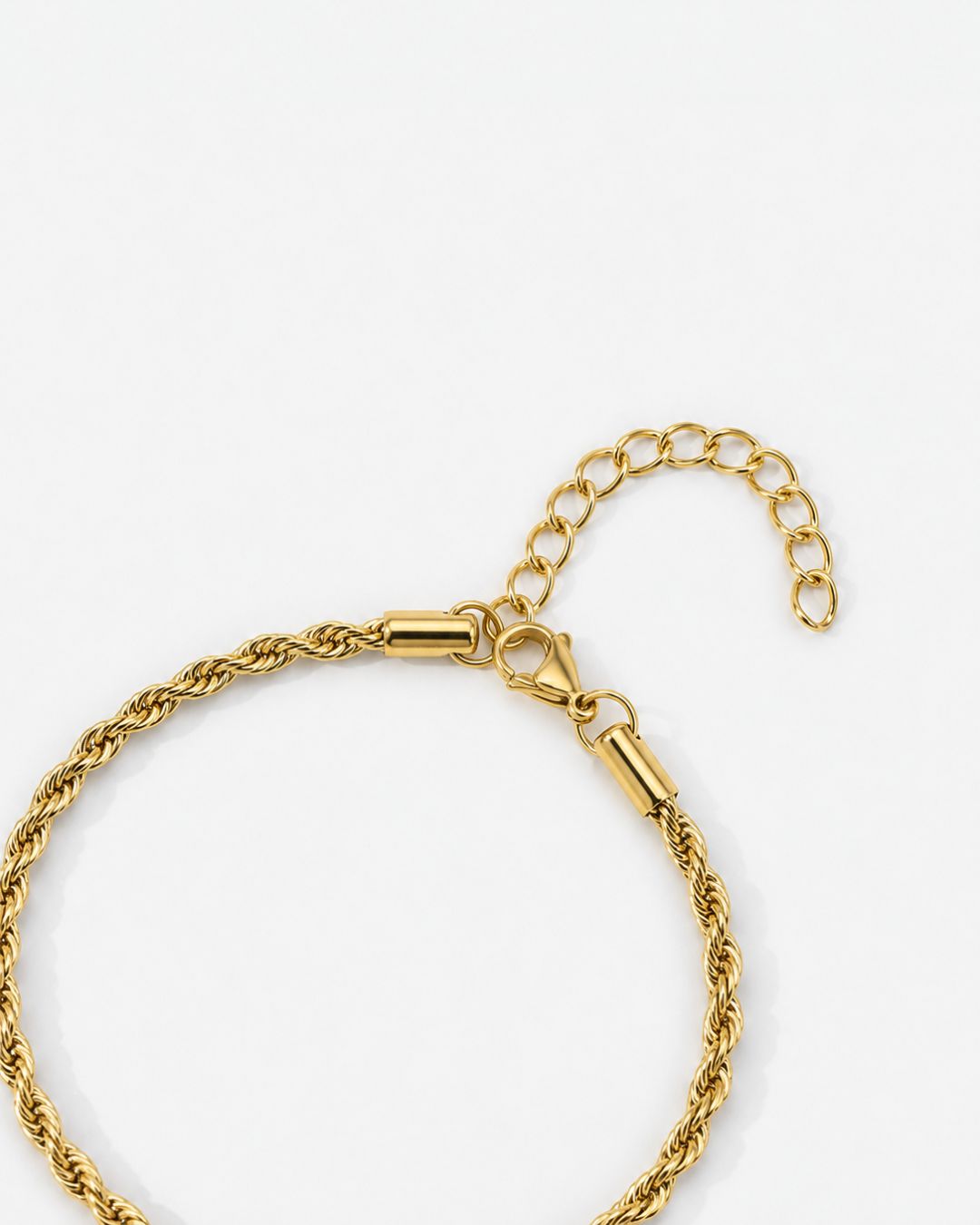 Bruce & Co Men’s 3 mm Rope Chain Bracelet, 18K Gold-Plated Steel, Adjustable