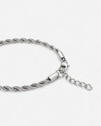 Bruce & Co Men’s 3 mm Rope Chain Bracelet, Silver-Tone Steel, Adjustable