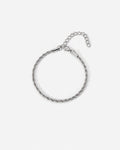 Bruce & Co Men’s 3 mm Rope Chain Bracelet, Silver-Tone Steel, Adjustable