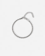 Bruce & Co Men’s 3 mm Rope Chain Bracelet, Silver-Tone Steel, Adjustable