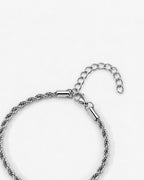 Bruce & Co Men’s 3 mm Rope Chain Bracelet, Silver-Tone Steel, Adjustable