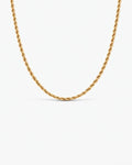 Bruce & Co Men’s 3 mm Rope Chain Necklace, 50 cm, 18K Gold-Plated Steel
