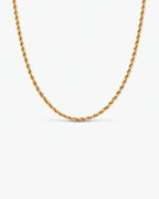 Bruce & Co Men’s 3 mm Rope Chain Necklace, 50 cm, 18K Gold-Plated Steel