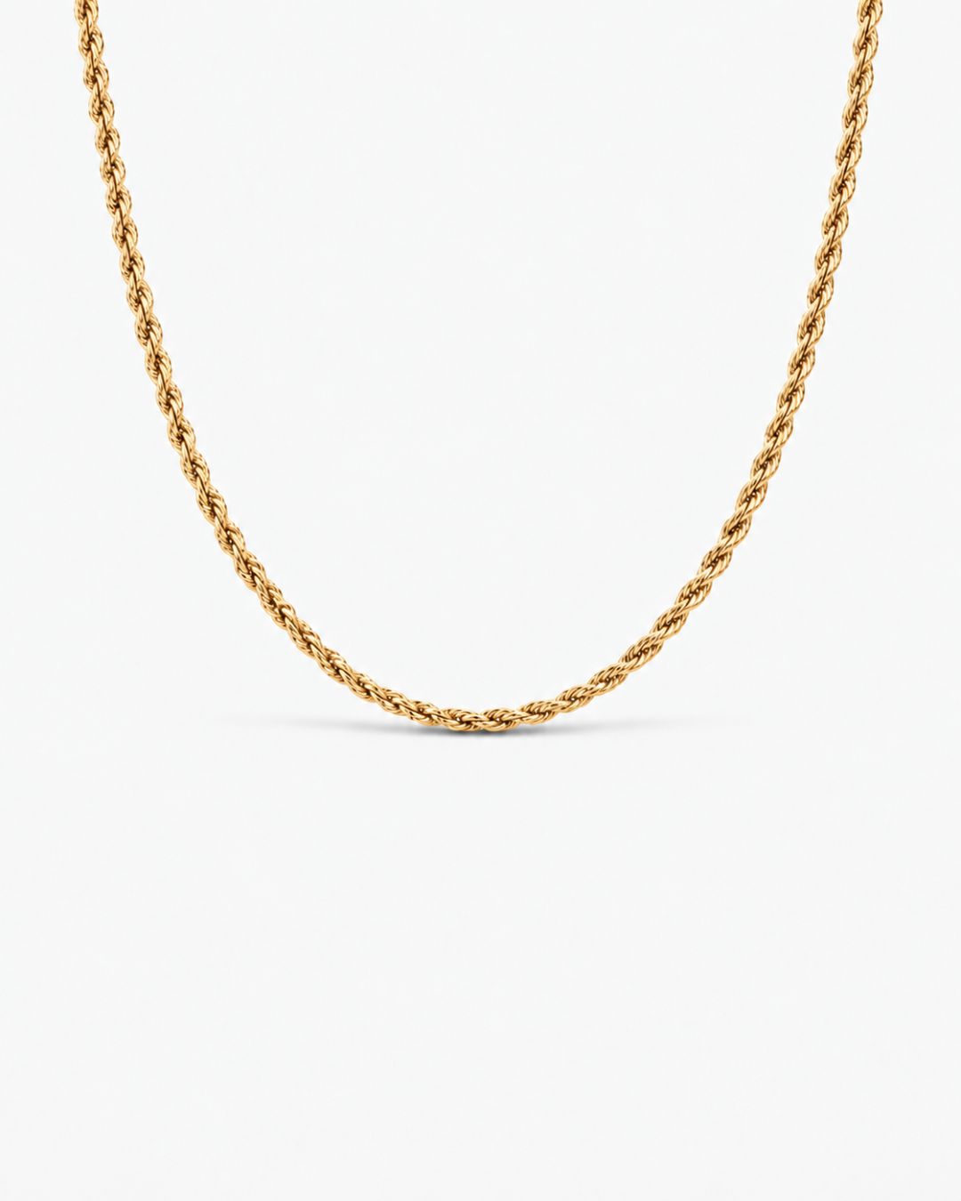 Bruce & Co Men’s 3 mm Rope Chain Necklace, 50 cm, 18K Gold-Plated Steel