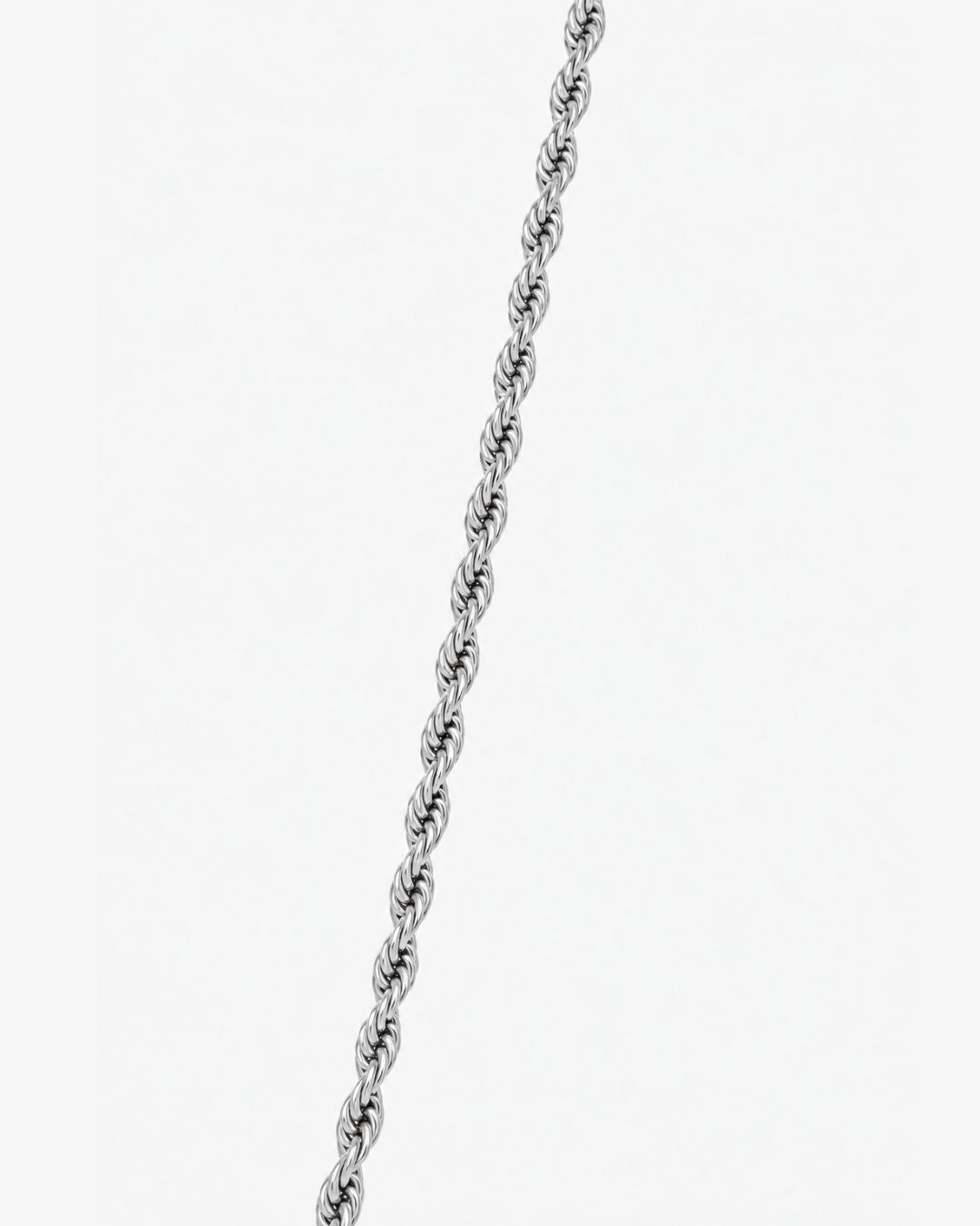Bruce & Co Men’s 3 mm Rope Chain Necklace, 50 cm, Silver-Tone Steel