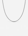 Bruce & Co Men’s 3 mm Rope Chain Necklace, 50 cm, Silver-Tone Steel