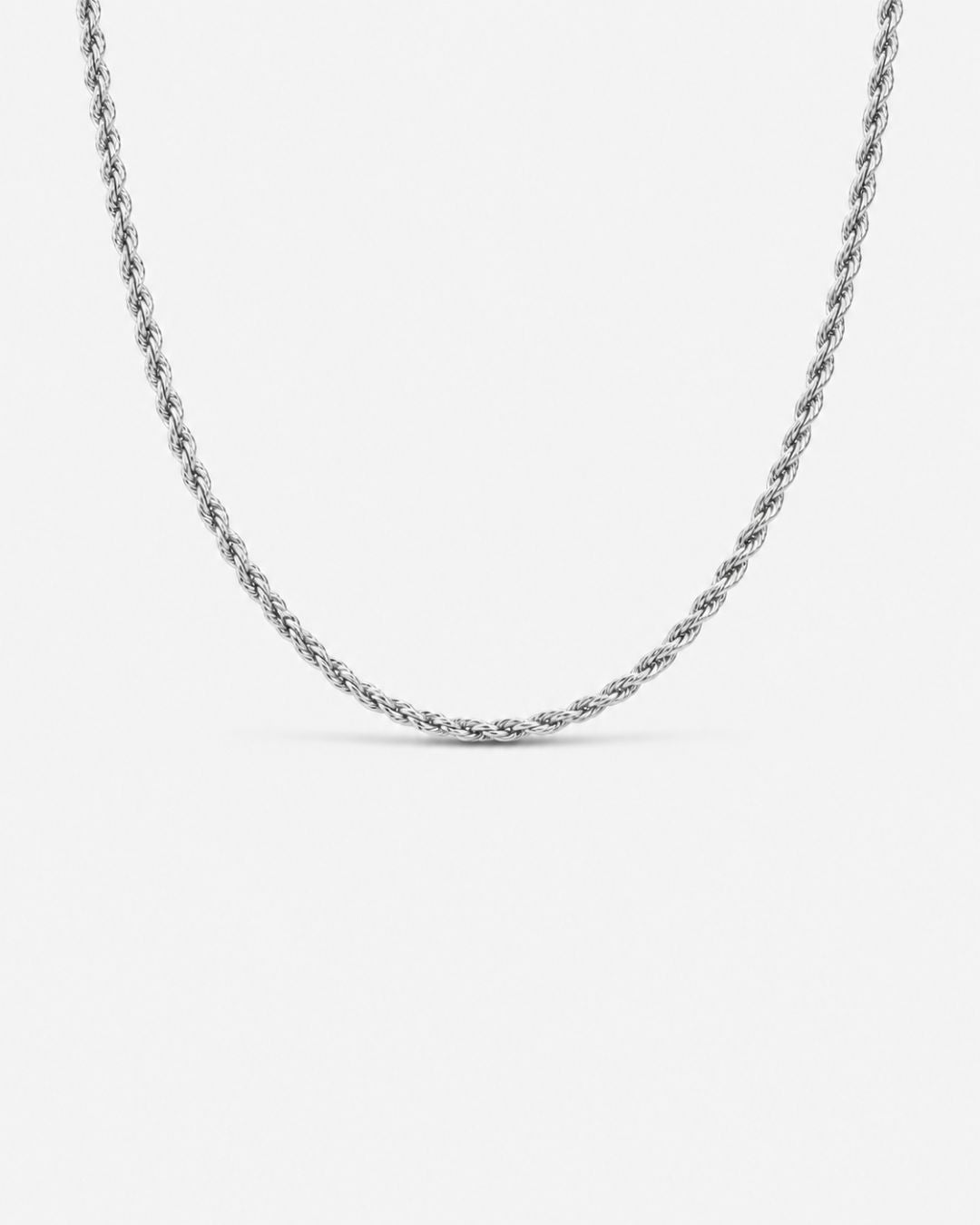 Bruce & Co Men’s 3 mm Rope Chain Necklace, 50 cm, Silver-Tone Steel