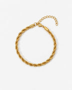Bruce & Co Tressé Acier – Men’s 18K Gold-Plated Rope Chain Bracelet, 5 mm, Adjustable