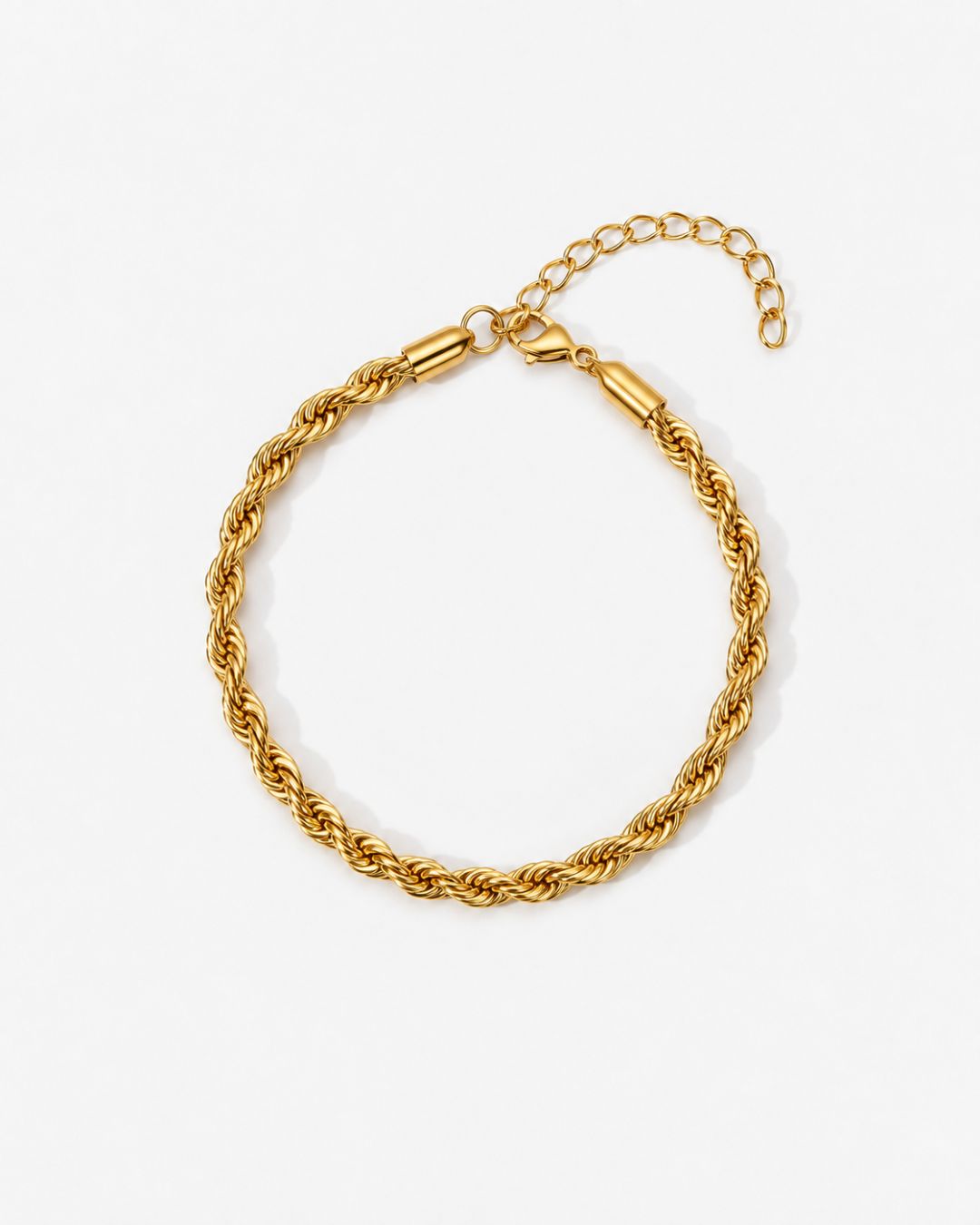 Bruce & Co Tressé Acier – Men’s 18K Gold-Plated Rope Chain Bracelet, 5 mm, Adjustable