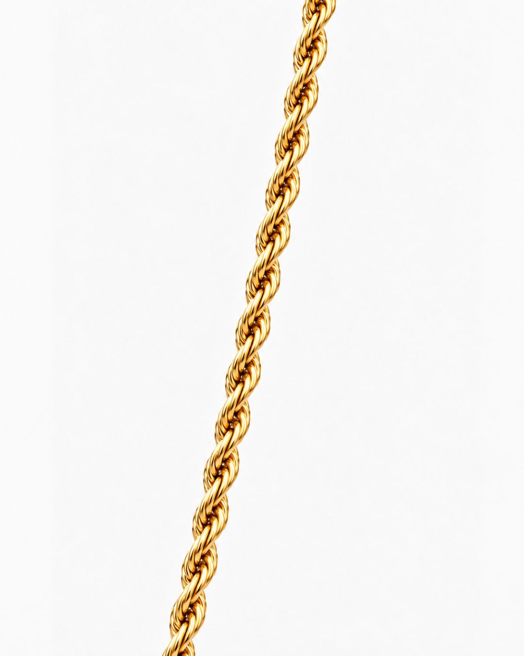 Bruce & Co Tressé Acier – Men’s 18K Gold-Plated Rope Chain Necklace, 5 mm, 50 cm
